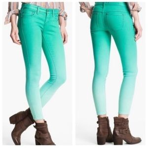 Free People jeans, green ombre, size 29